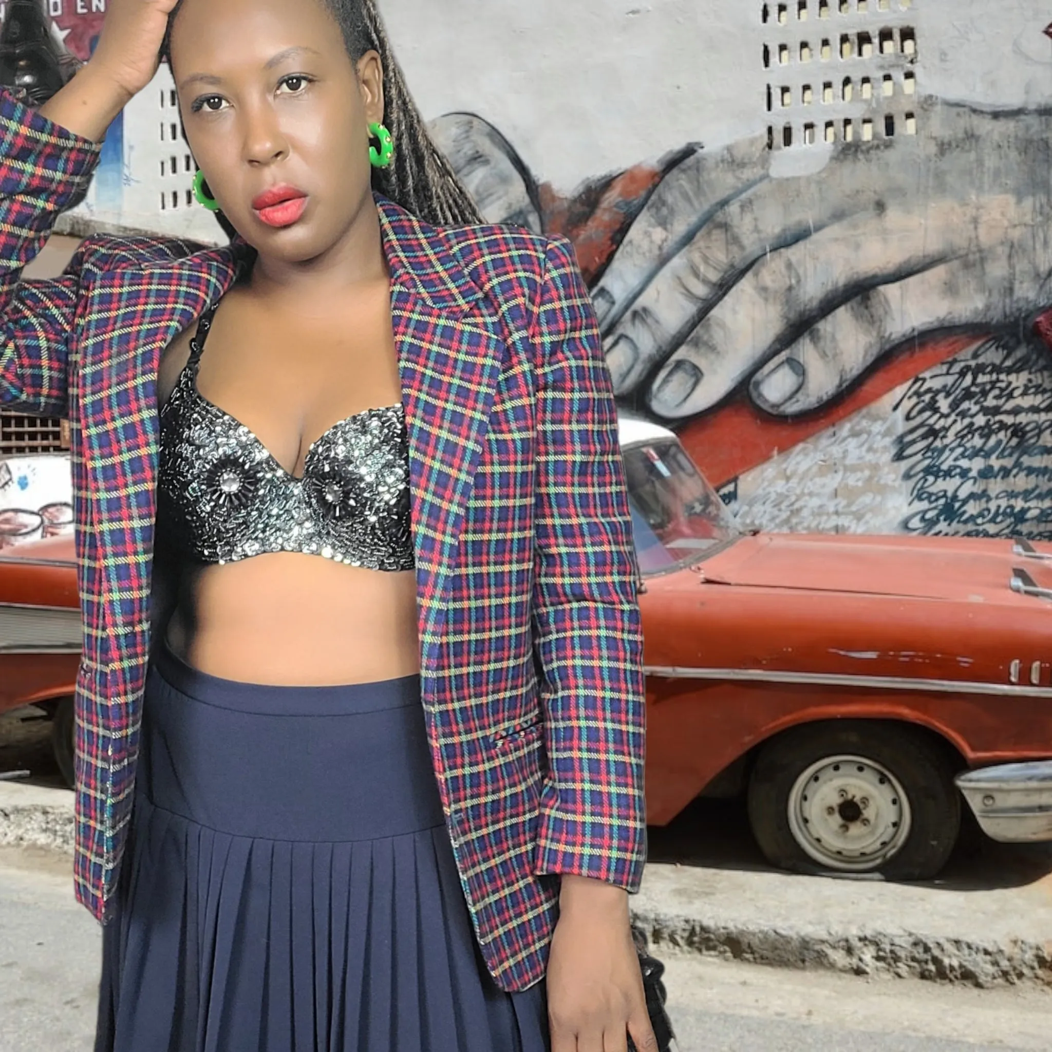 80s Vintage Chaus Plaid Blazer Size 8