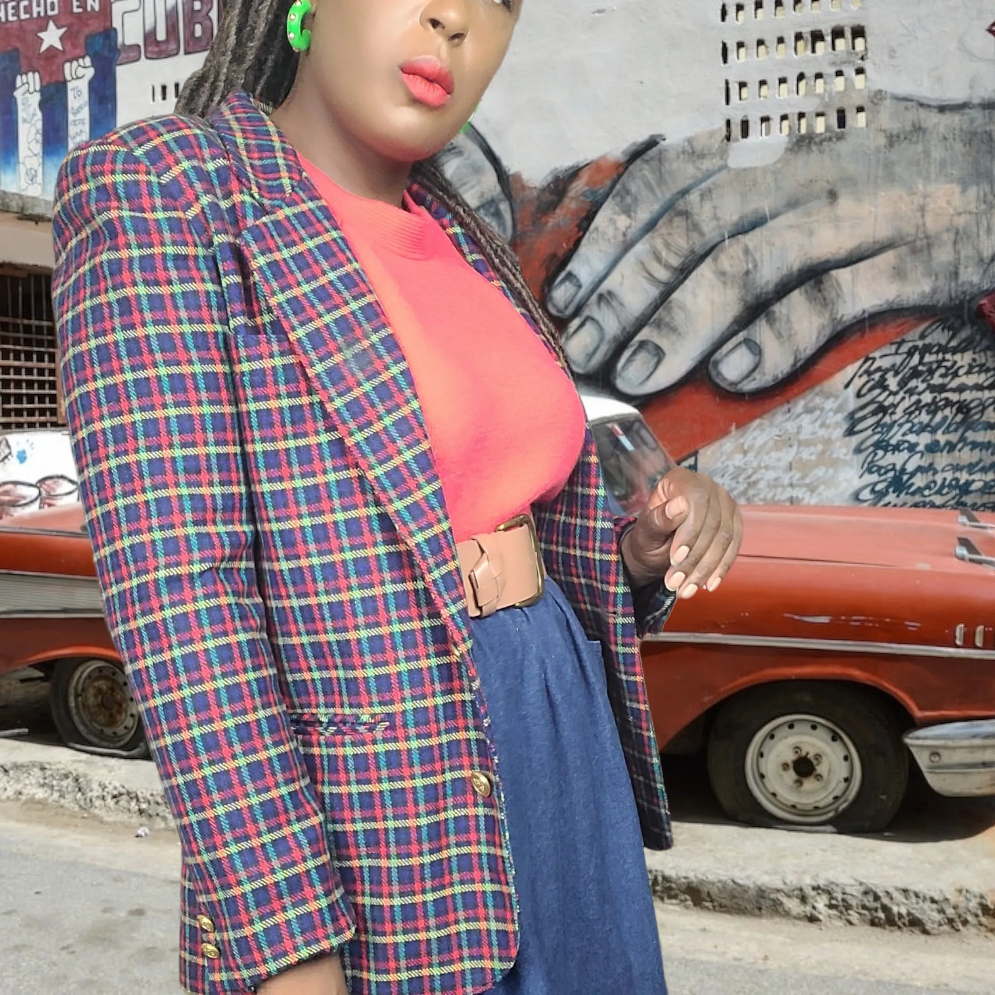 80s Vintage Chaus Plaid Blazer Size 8