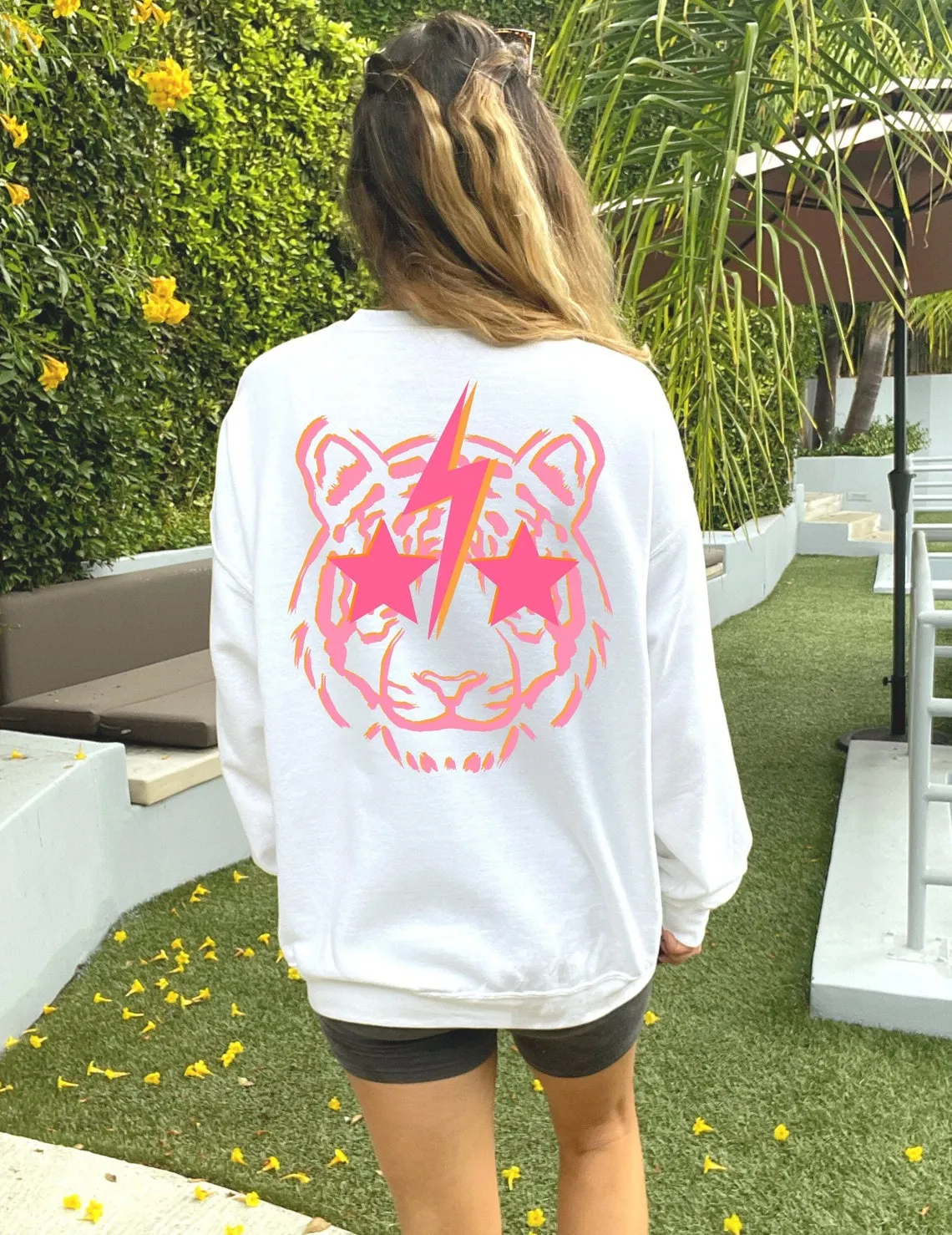 colored Lightning tiger Sweatshirt retro Women Long Sleeve jumper