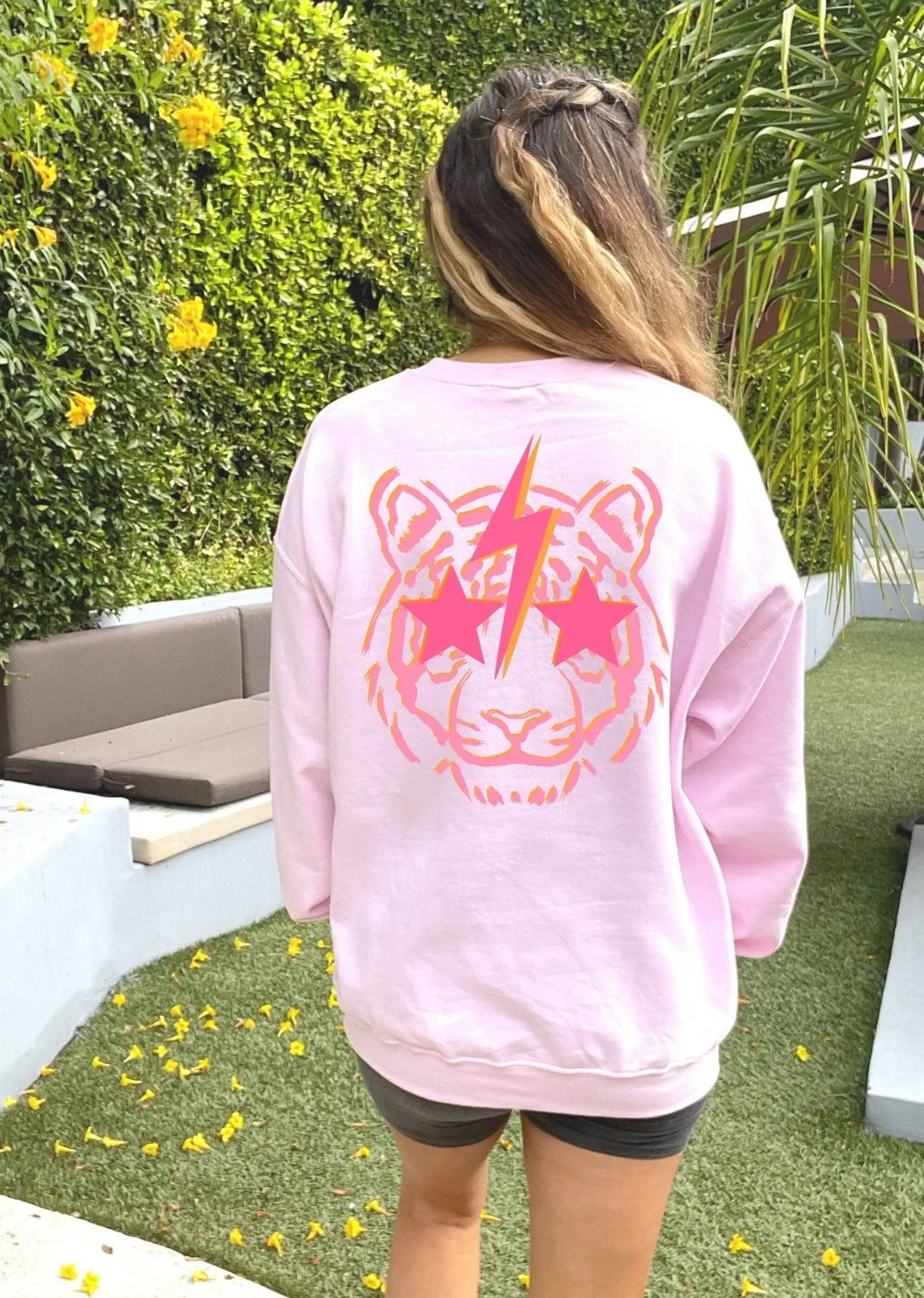 colored Lightning tiger Sweatshirt retro Women Long Sleeve jumper