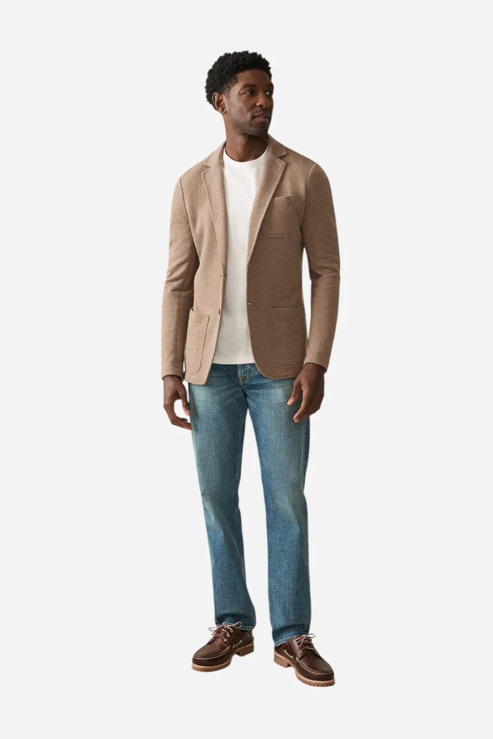 Faherty Inlet Knit Blazer in Walnut Melange