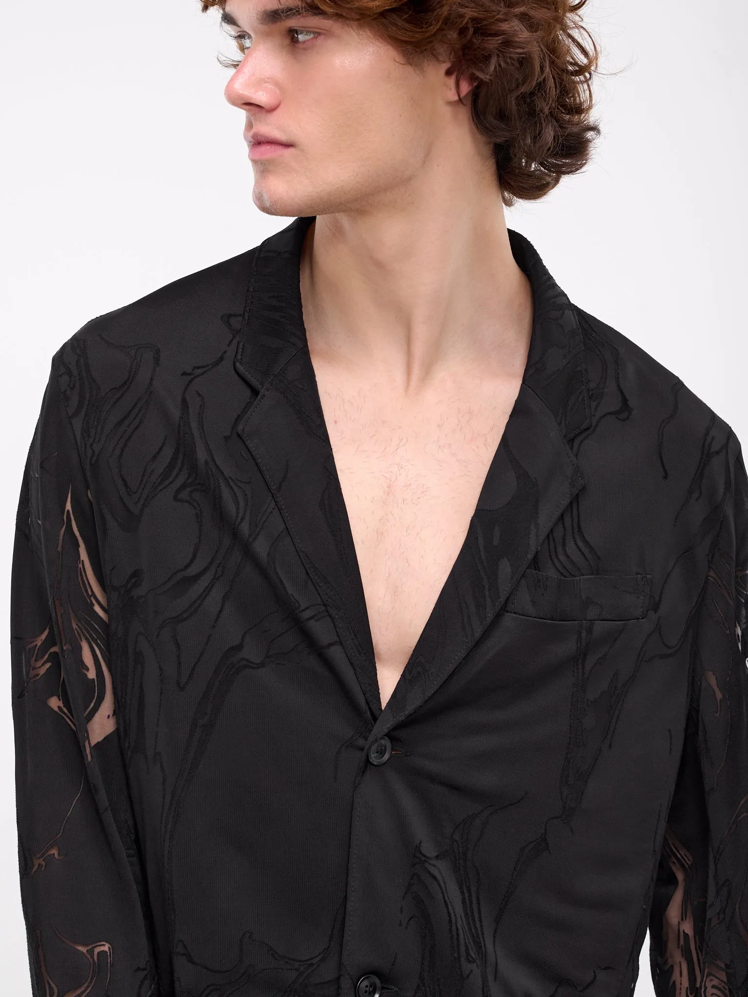 Fluid Jersey Blazer (0230-T302-TRANSPARENT-BLACK)