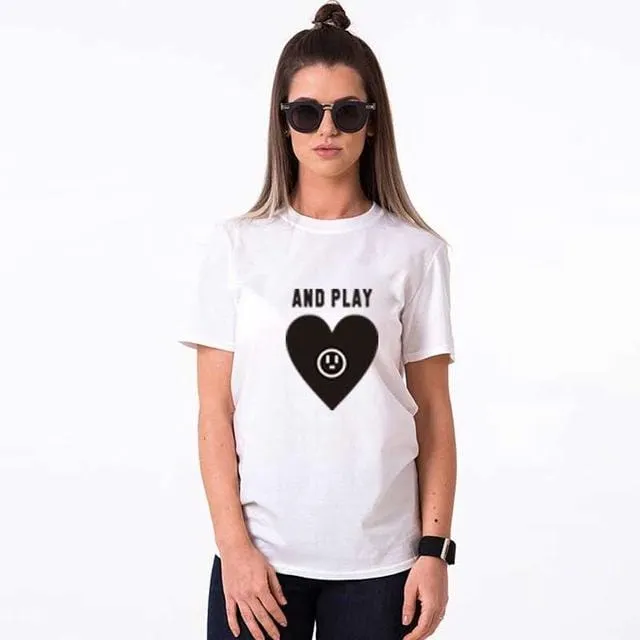 Funny matching couple shirts play