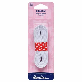 General Purpose White Braided Elastic - 2m x 12mm