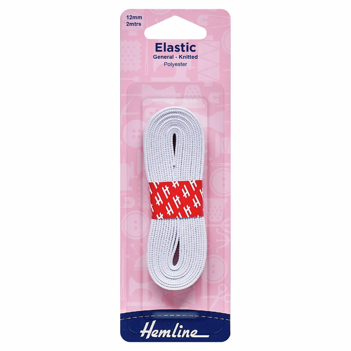 General Purpose White Braided Elastic - 2m x 12mm