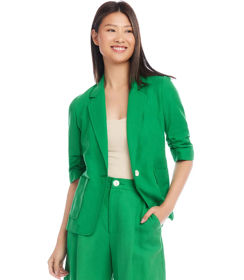 GOING GREEN RUCHED SLEEVE JACKET