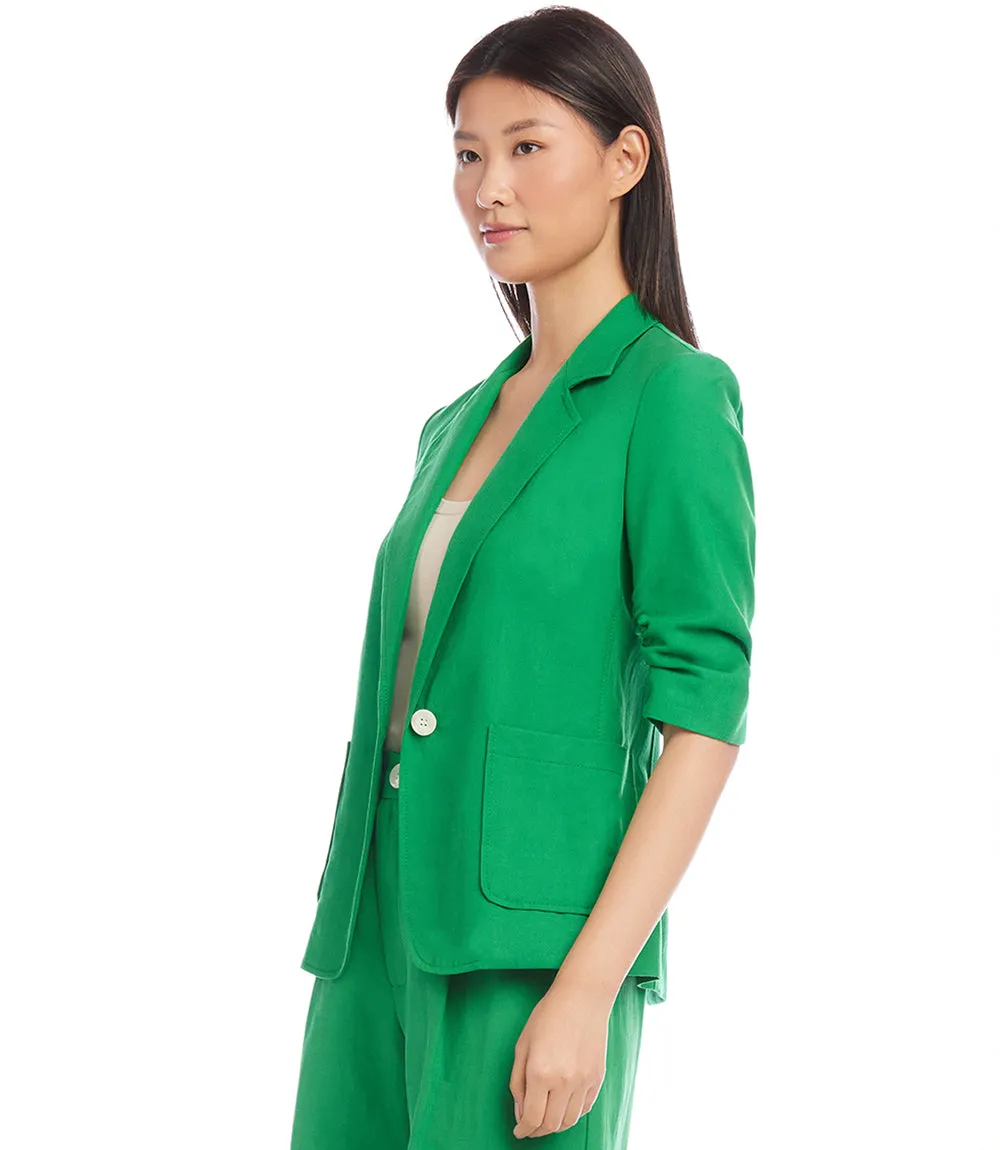 GOING GREEN RUCHED SLEEVE JACKET