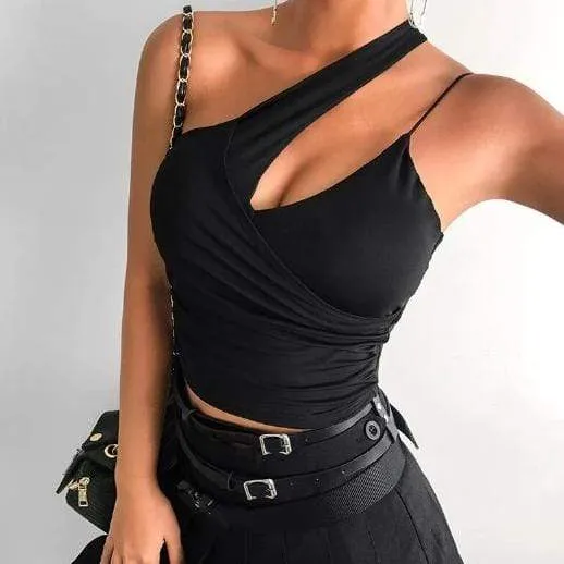 Gothic Asymmetric Crop Top