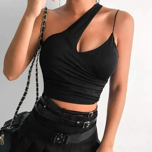 Gothic Asymmetric Crop Top