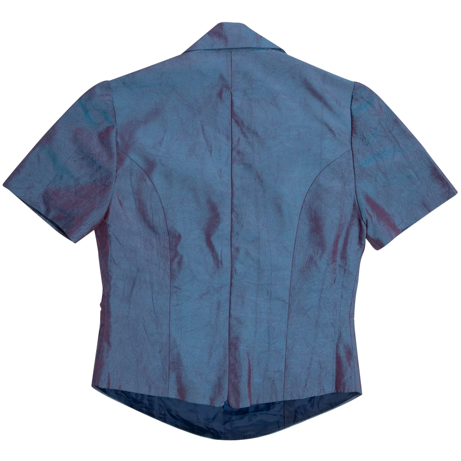 Mercerized Acetate Beaded Wing Collar T Blouse
