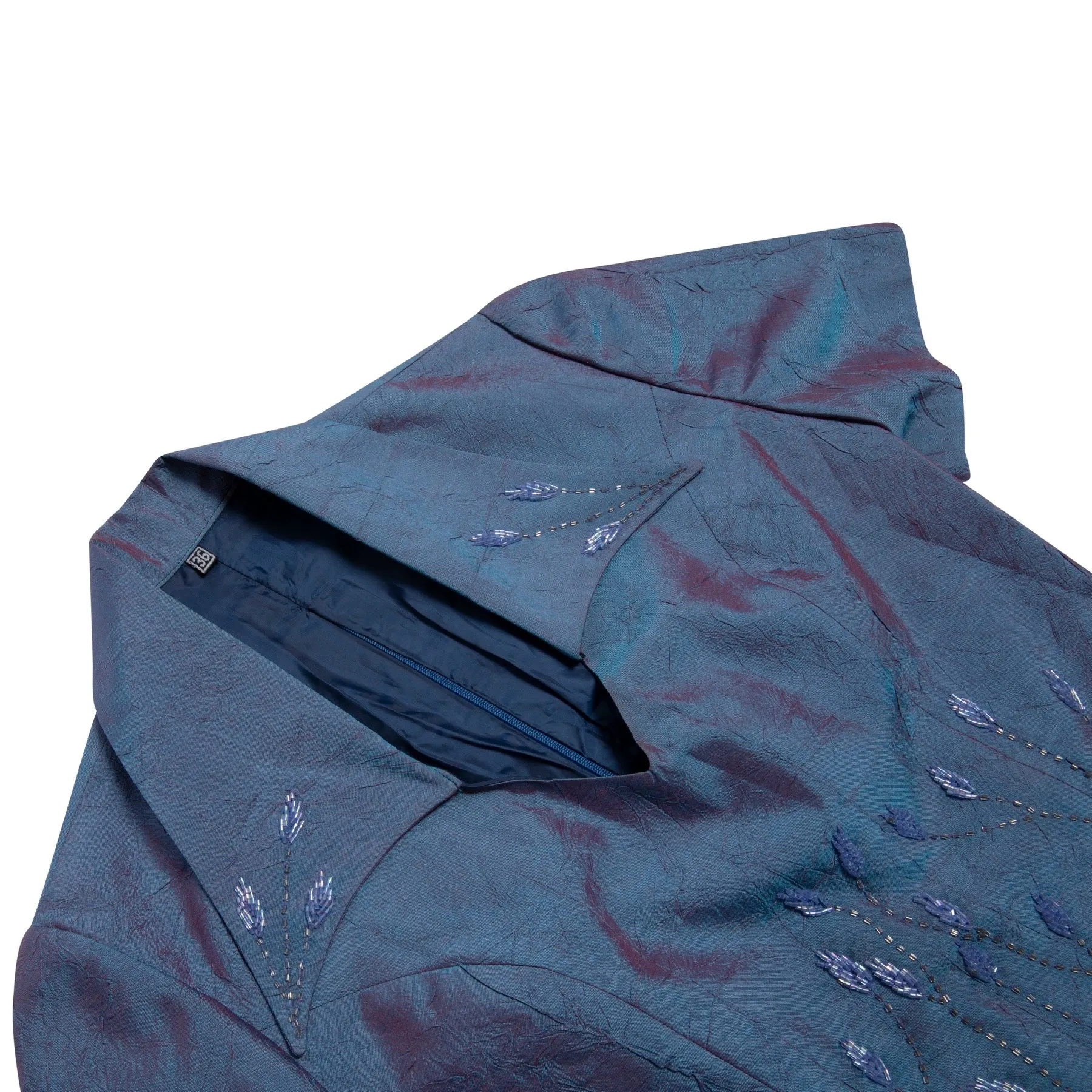 Mercerized Acetate Beaded Wing Collar T Blouse
