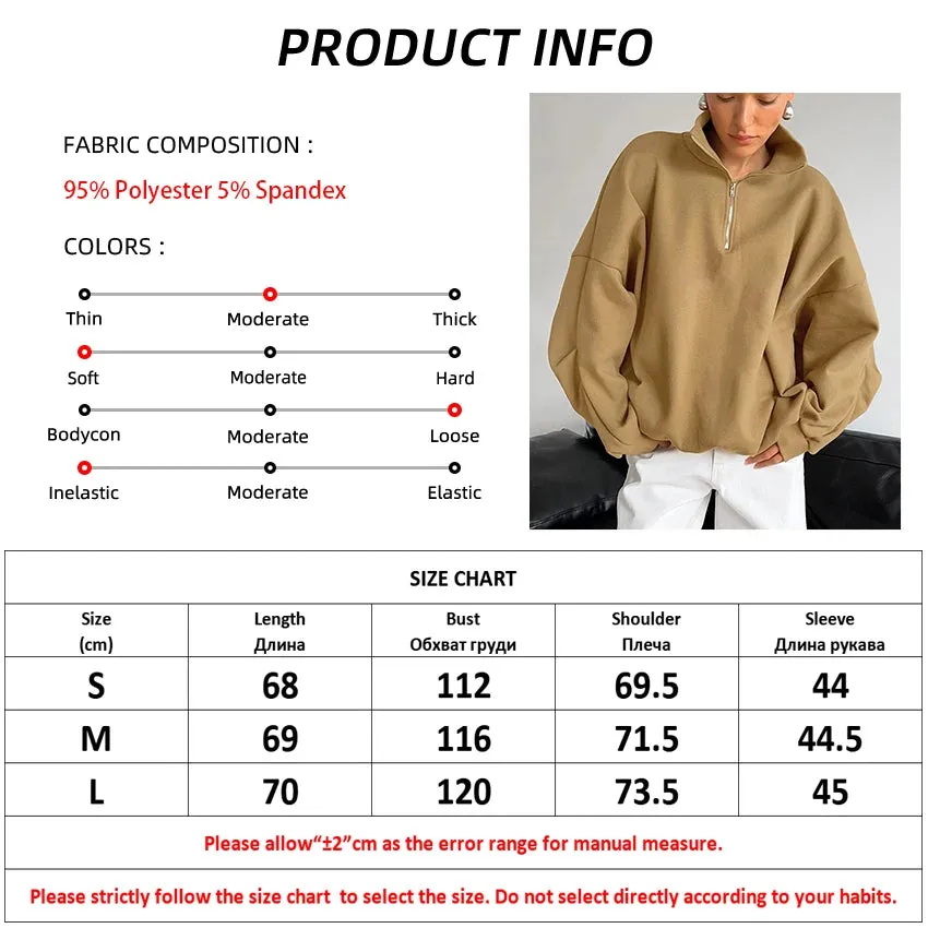 Oversized Half-Zip Sweatshirt Casual Pullover