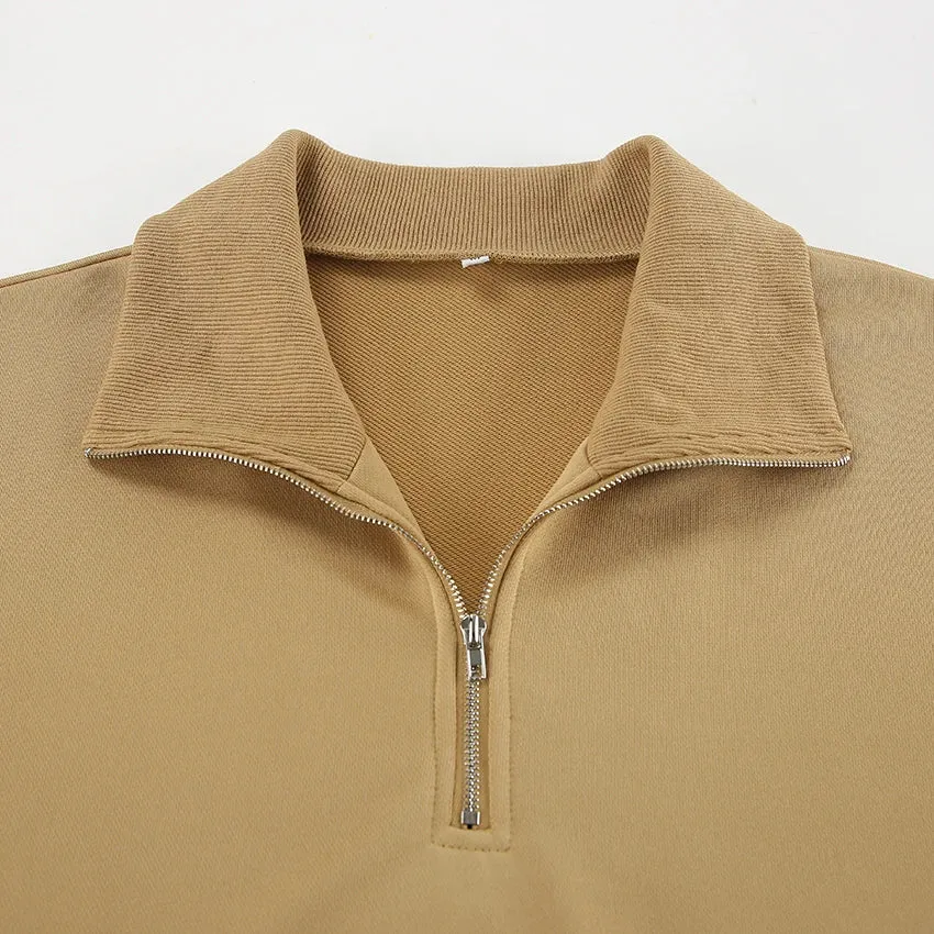 Oversized Half-Zip Sweatshirt Casual Pullover
