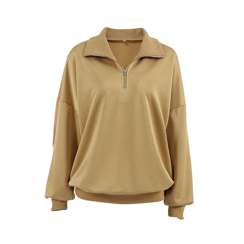 Oversized Half-Zip Sweatshirt Casual Pullover