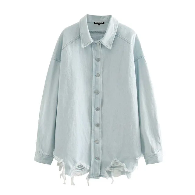 RIPPED DENIM SHIRT
