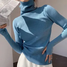 Rollkragenpullover in Blau Soft-Girl