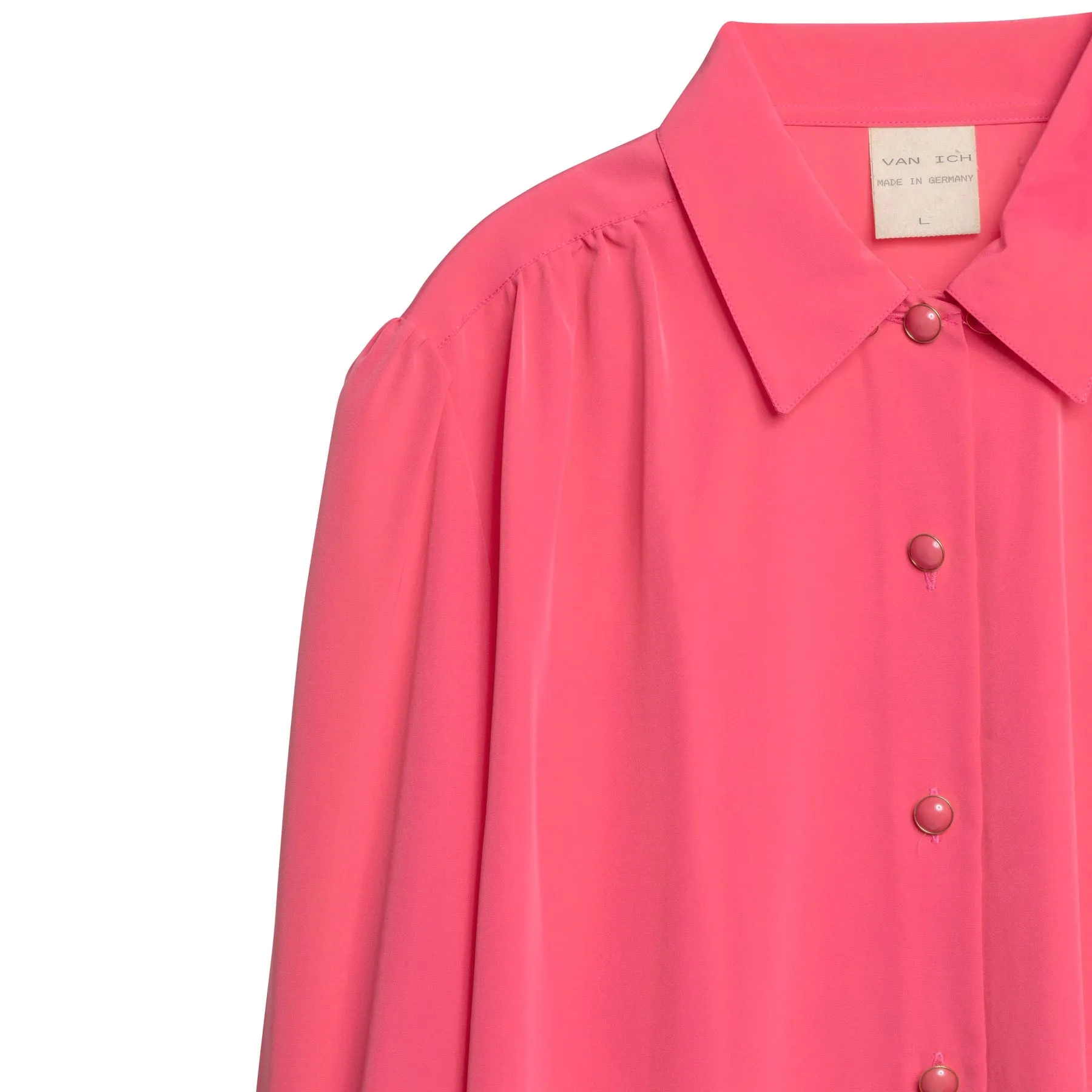 Satin Weave Eased Peasant Sleeve Blouse