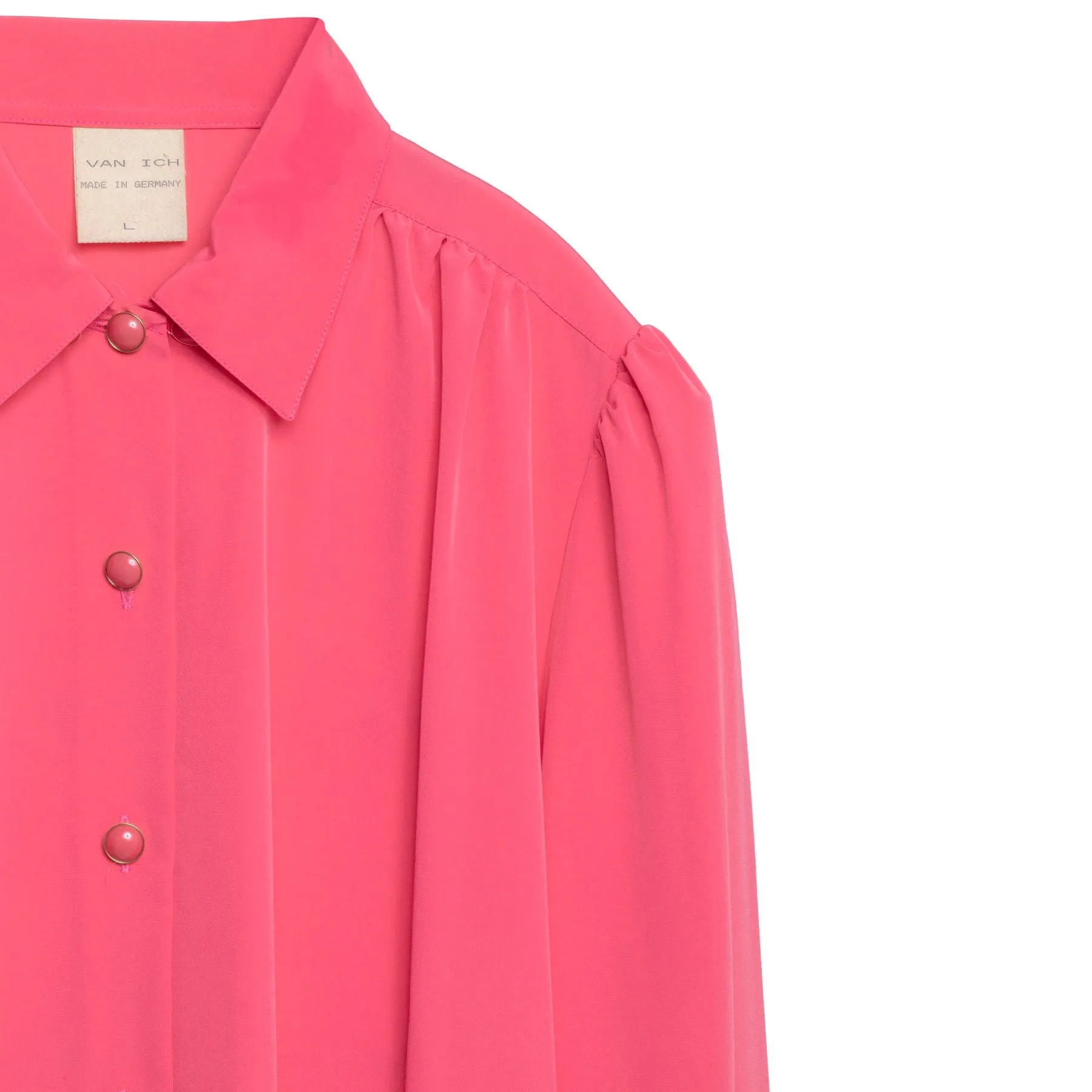 Satin Weave Eased Peasant Sleeve Blouse
