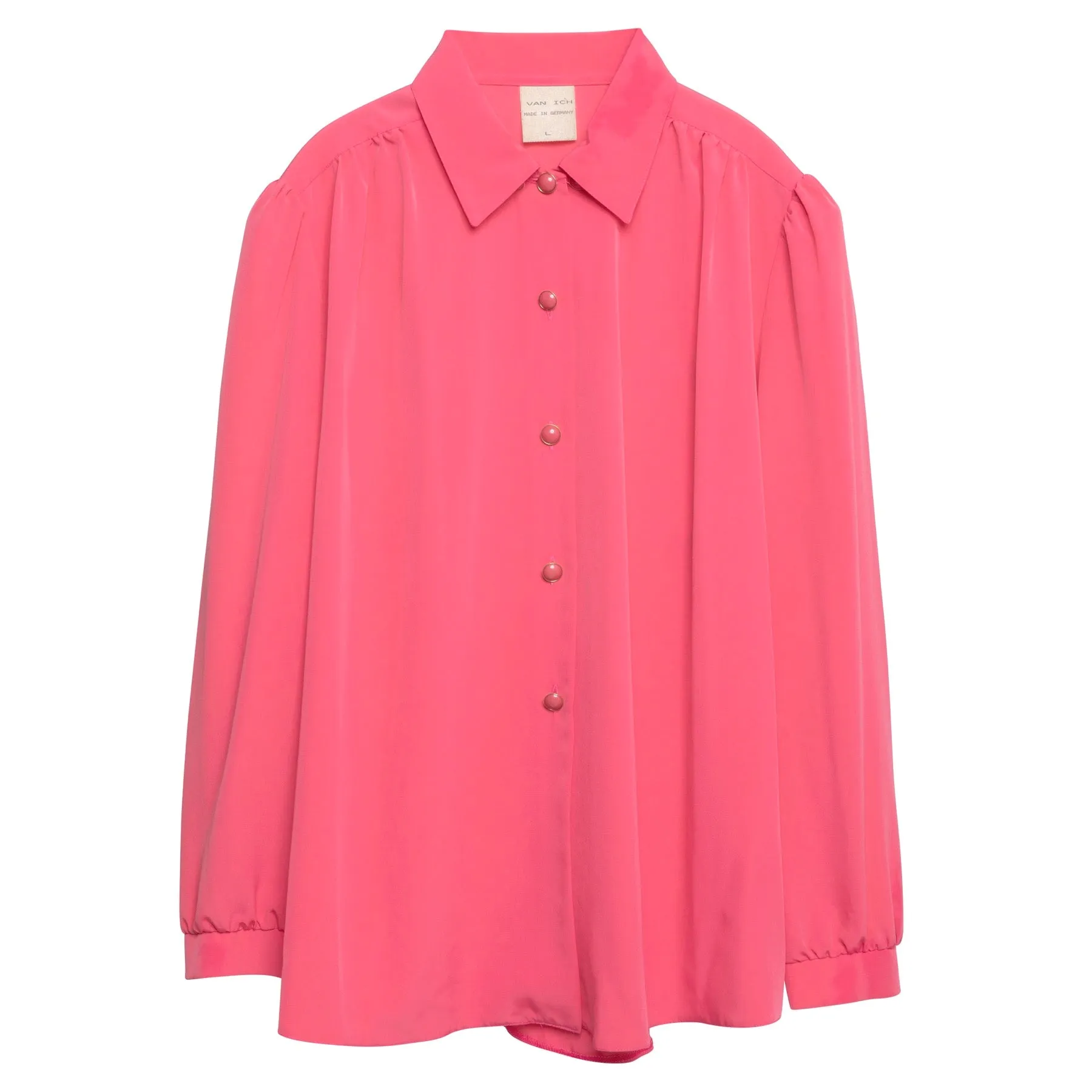 Satin Weave Eased Peasant Sleeve Blouse