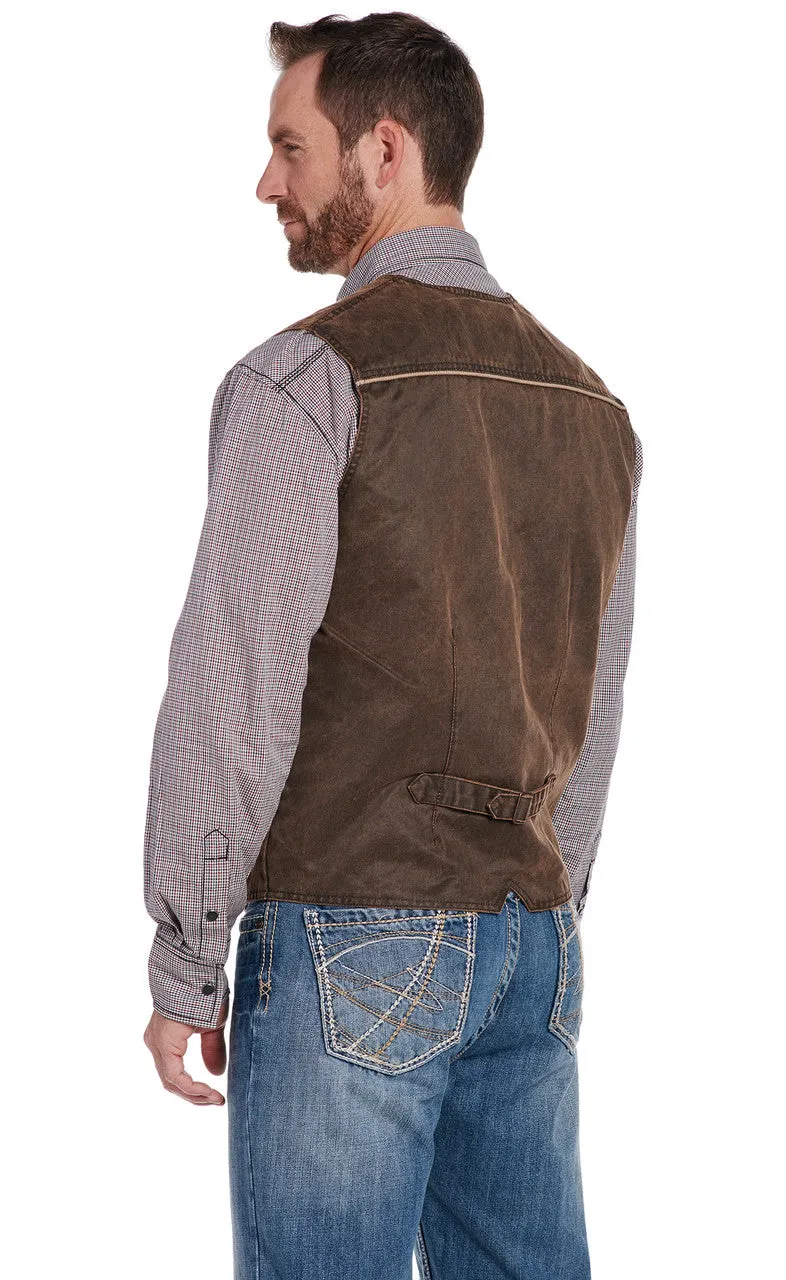 SIDRAN MENS ENZYME WASHED COTTON SNAP FRONT VEST WITH CORD PIPING ACCENT STYLE CW1307-F23-90
