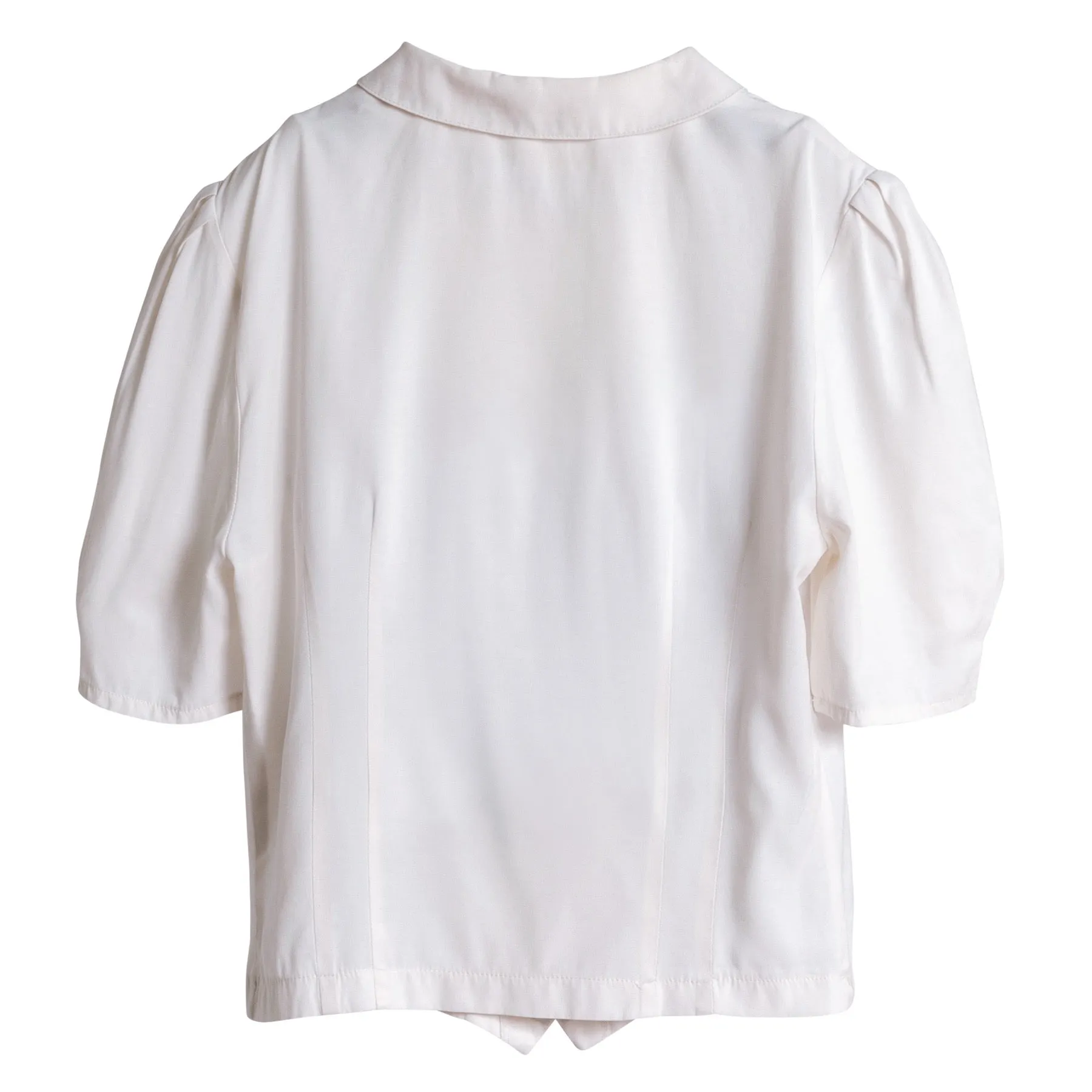 Slub Linen Embroidered Bermuda Collar T Blouse