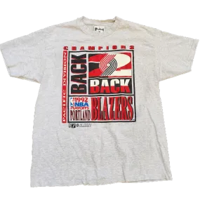 Trail Blazers 1992 Back To Back Champs Grey Tee - Size X-Large