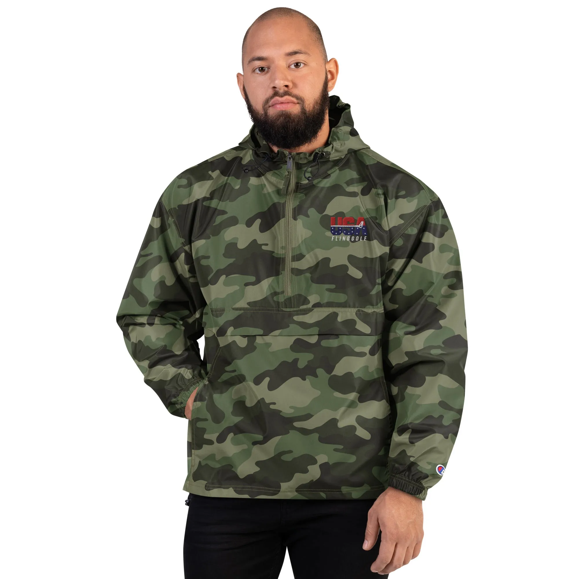 USA FlingGolf Embroidered Champion Packable Jacket (Dark)