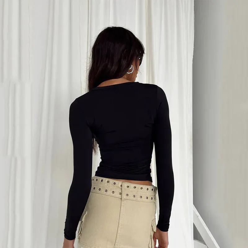 Women Casual Long Sleeve T-Shirts Solid Slim Fit
