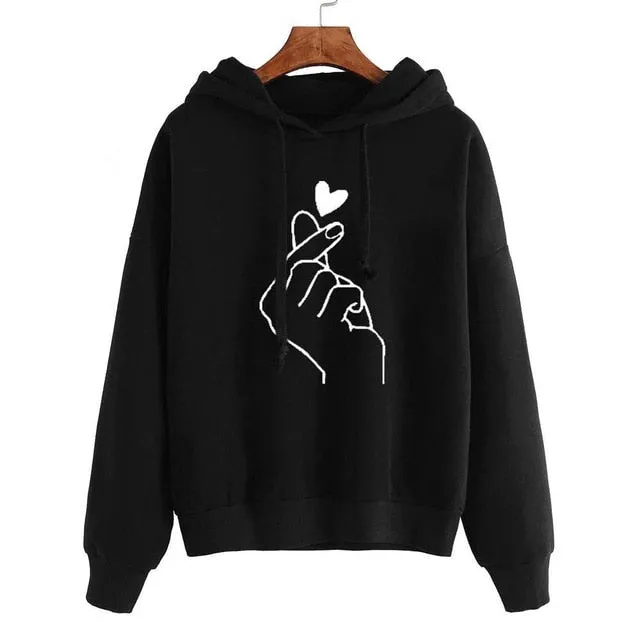 Women Hoodies Casual Planet Print Solid Color Loose Drawstring Sweatshirt Fashion Long Sleeve Hooded Female Tops