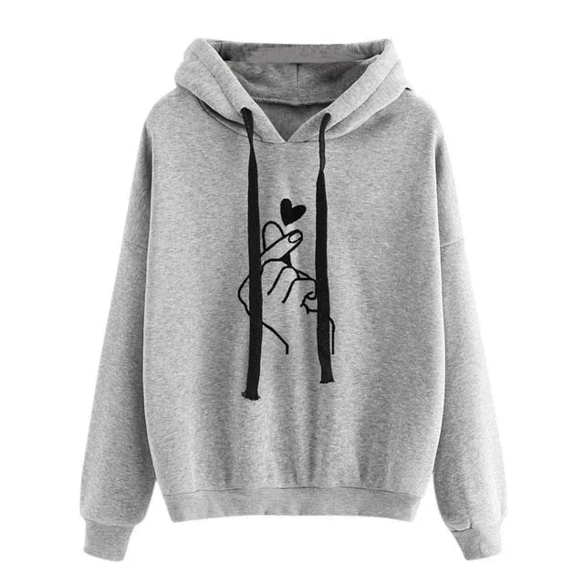 Women Hoodies Casual Planet Print Solid Color Loose Drawstring Sweatshirt Fashion Long Sleeve Hooded Female Tops