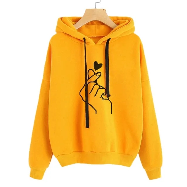 Women Hoodies Casual Planet Print Solid Color Loose Drawstring Sweatshirt Fashion Long Sleeve Hooded Female Tops